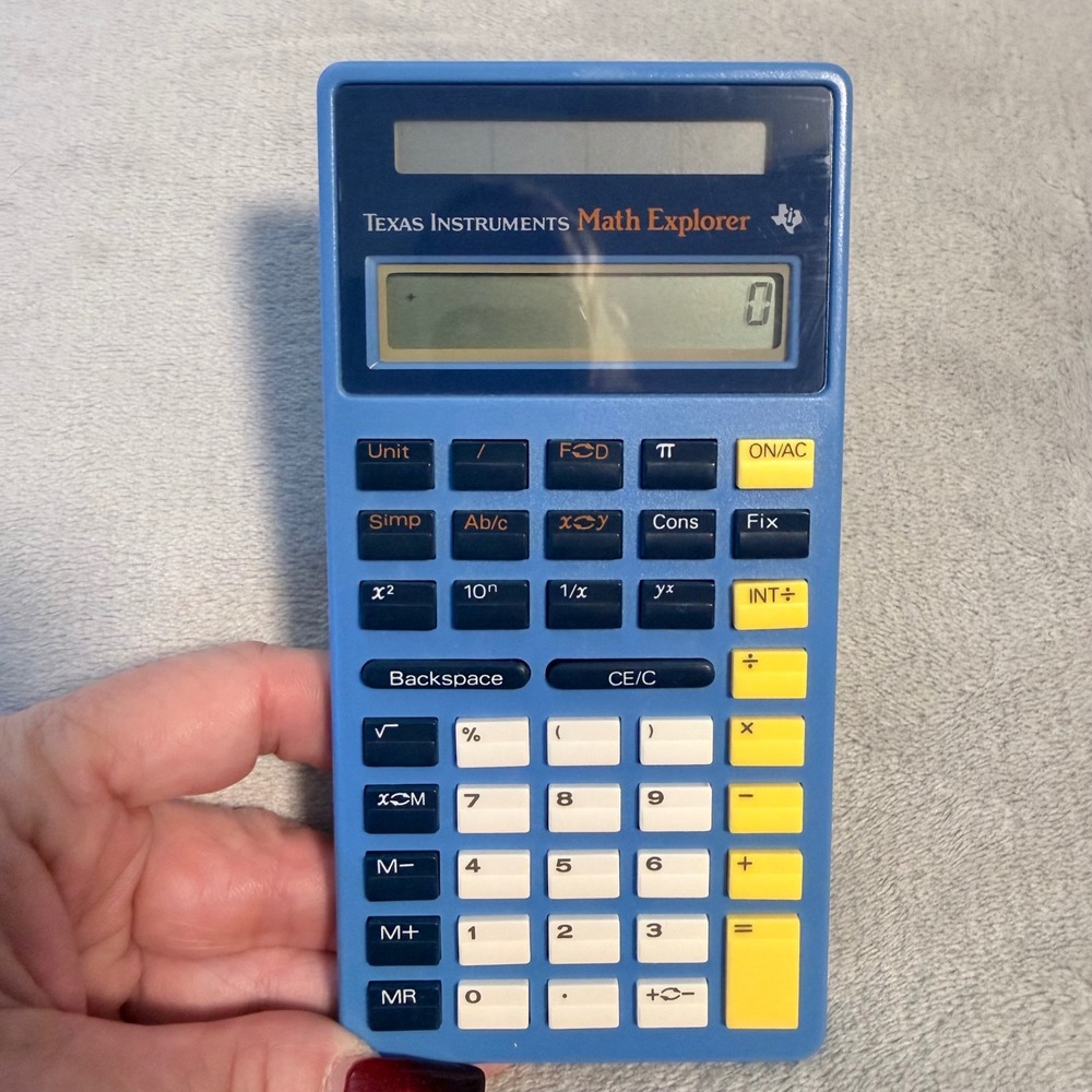 Texas Instruments Math Explorer Calculator Blue Vintage Working TI